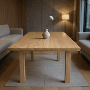 Handcrafted Carpathian Red Oak Dining Table in a modern British dining room - Carpathian Craftworks